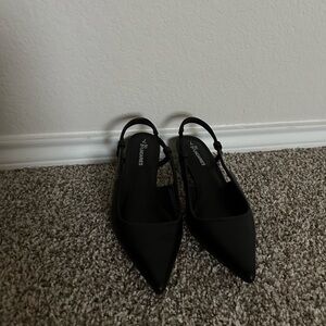 No Boundaries Black Pointed Slingback Heels